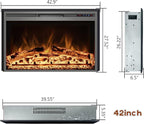 Electric Fireplace, 43" Electric Fireplace Inserts, Recessed Fireplace Heater with Remote Control, Adjustable Flame Colors, Timer&Overheating Protection, 750/1500W