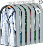 6 Pcs 60" Garment Bags for Hanging Clothes, Clear Suit Bags for Closet Storage Clothing Storage, Garment Bags Shoulder Covers with 4" Gussets for Coats, Jackets, Shirts and Sweater