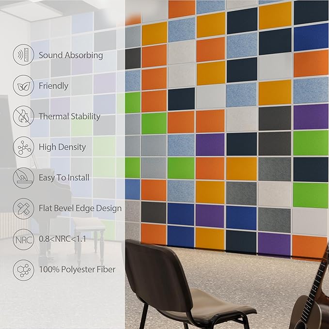 Amantech 12 Pack Acoustic Panels Self Adhesive Sound Proof Foam, High Density Sound Acoustic Panel, 16X12X0.4 Inch 4:3 Rectangle Panels in Home, Office,Reccording Room,Studio,More(Light Sky Blue)