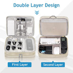 Electronics Travel Organizer, Double Layer Cable Organizer Bag Waterproof Electronics Accessories Storage Bag for Charger, Phone, Power Bank, Hard Drive, Cord, Tablet