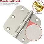 6 Pack Rounded Brushed Nickel Door Hinges 3.5 x 3-1/2" Inch, 5/8" Radius Interior Hardware 3 ½"Cottage Flat Bungalow Mobile Home Skyscraper Indoor Hinge for Doors Use Renovate Bedroom Kitchen