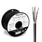 Voltive 16/4 Speaker Wire, in-Wall CL3 & Direct Burial, Black, 100ft - 16AWG, 4 Conductors, Stranded Oxygen-Free Copper, UL Listed - V-1211-1