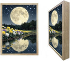 URVIP LED Glowing Photo Frame, 3D Starry-Sky Blue Moon Wall Art, 9x12 Inches Dimmable Light Up Light Painting for Bedroom, Unique Aesthetic Decor, Great Birthday Gift for Women Men