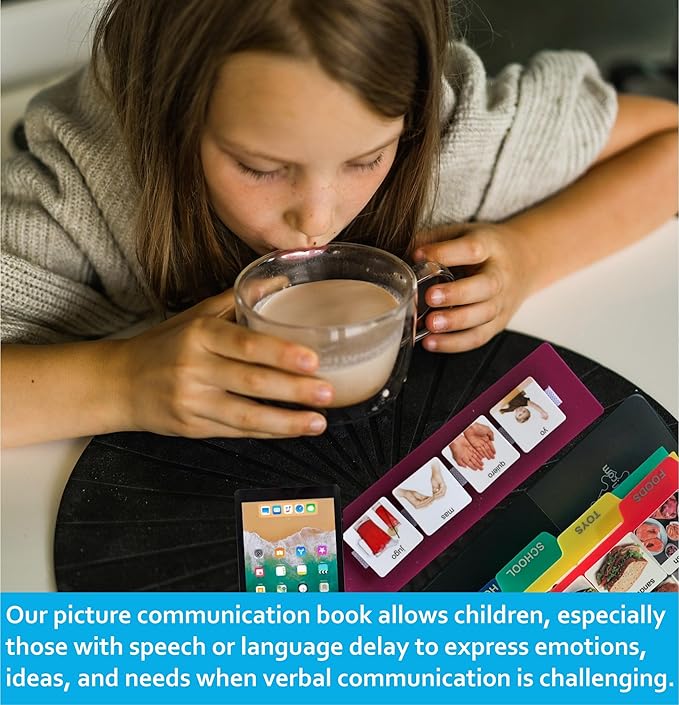 Visual Communication Book,162 ASD Photo Picture Cards: Autism Language Vocabulary, Speech Articulation Therapy, ADHD & Aprexia Learning (English Plastic Cartoon Picture Book, Large)