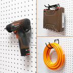HUHOLE Pegboard Drill Holder, Peg Board Utility Hooks, 10 Pack Heavy Duty Peg Board Tool Holder for Power Tools, Drill, Hammer, Cord, Fit for 1/4" Pegboard | Heavy Duty, for Power Tools, Drill, Hammer, Cord