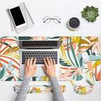 Britimes Bohemian Rainforest Keyboard Mouse Pad Set 4in1 Large Mousepad+Keyboard Wrist Rest+Mouse Wrist Rest+Coaster Set with Ergonomic Design for Home Office Computer 35.4x15.7 inches