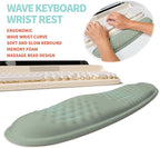 KUOSGM 2-in-1 Ergonomic Set, Wave Rise Keyboard Wrist Rest and Massage Bulge Slope Mouse Pad Wrist Support, Cushion Memory Foam Integrated to Relieve Wrist Pain, Light Green