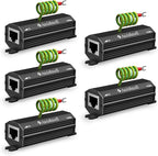 Awishwell Ethernet Surge Protector Gigabit, 10 Pack PoE++ RJ45 Surge Protector 1000Mbps, 20KA Metal Shielded Lightning Arrestor LAN Network CAT5/CAT6 Thunder Arrestor-Mounting Flange