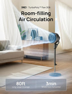 Dreo Fan for Bedroom, 80° Oscillating Standing Fan, 25dB Quiet, 80ft Pedestal Fans for Home Office, 90° Manual Vertical, 3 Speeds, Remote, 34-41" Adjustable Height, Air Circulator