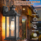 Roravilila 1-Pack 18 Inch Motion Sensor Front Porch Light IP65 Waterproof, Large Black Dusk to Dawn Outdoor Wall Lighting for House Exterior Light Fixture Clear Glass Garage Coach Light, E26 Bulb Base