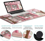 LIMKRIAN Anime Cat Mouse Pad Set, XXL Gaming Mouse Pad with Wrist Rest, Keyboard Mat, Cat Coaster, Cute Office Desk Decor Accessories, Pink Lycra