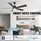 SMAAIR Smart WiFi LED Ceiling Fan, 52inch Plywood Outdoor Smart Ceiling Fan with Remote, App Control with Timer and Schedule, Compatible with Alexa/Google Assistant/Siri Shortcuts (Black/Walnut)