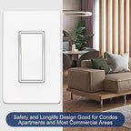 ThunderWay 3 Way Matte White Light Switch with Cover Plate, 15A 120/277 V Three Way Decorative Paddle Switches, Self-Grounding, Residential and Commercial Grade, UL Listed, 10 Pack