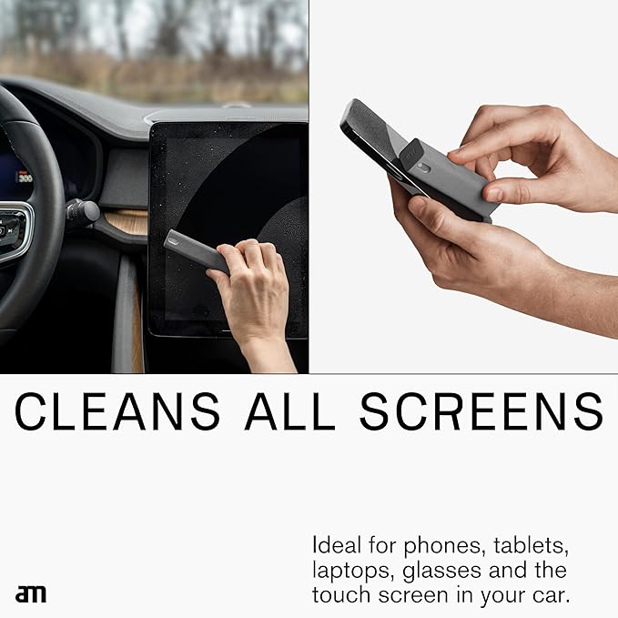 am Screen Cleaner Mist Spray with Microfiber Cloth Around – Alcohol-Free, Streak-Free Screen Cleaning Kit for Smartphones, Tablets, Laptops, Smart TVs & Car Screens, 3 Pack, Gray