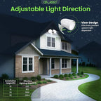 ALUSSO Motion Sensor Outdoor Lights Metal Heads, 30W Flood Lights Outdoor 3600LM, 3 Modes Dusk to Dawn/Auto/On Time, 3000K 4000K 6500K Adjustable, Hardwired Security Light ETL Listed, White 1PC