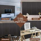 Yuzzy Wood Panels for Wall and Ceiling - 108 x 11 Inch Wood Slat Acoustic Panels 4 PCS - Modern Sound Absorbing Wall Panels for Interior Wall Decor for Home, Office, Studio - Rustic Black Oak