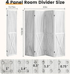 ALeesing 4 Panel Pegboard Wood Room Divider, 5.6Ft Pegboard Display Folding Privacy Screens, Peg Board Display Freestanding for Trade Show Craft Show Home Wall Organizer, Retro White