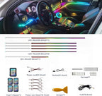 Acrylic Interior Car LED Strip Lights,Colorful 6-in-1 Car Ambient Lighting Kit, with Wireless APP Control, 622 LED Fiber Optic Strip Lights for Cars, Supports Neon Sync with Music DIY Mode.