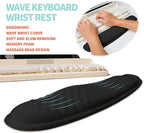 KUOSGM 2-in-1 Ergonomic Set, Wave Rise Keyboard Wrist Rest and Massage Bulge Slope Mouse Pad Wrist Support, Cushion Memory Foam Integrated to Relieve Wrist Pain, Black