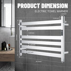 K&KALONZO Towel Warmer for Bathroom, Wall-Mounted 6-Bar Heated Towel Rack with Built-in Timer, Waterproof Electric Towel Heater, Support Plug-in and Hardwired, Polished, EL18M