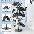 Qpfctwil Controller Stand,5 Tier Controller Headphone Holder for Universal Headsets and Controllers,Black