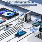 550W USB C Fast Charger Block, PD3.1 140W 8 Port USB Charging Station, GaN Ⅲ Pro PD PPS Fast Charging Station for Multiple Devices,Laptop Wall Charger Compatible with iPhone 17/iPad/MacBook etc