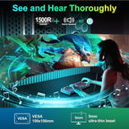 SANSUI Curved Monitor 27 inch 120Hz USB Type-C Computer Monitor with Speakers Built in丨FHD 1080p丨HDR丨110% sRGB丨1500R丨VESA Compatible,for Tablet,Desktop,Laptop and PC Work Gaming