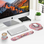 iLeadon Ergonomic Mouse Pad Set with Wrist Rest, Boho Design, Easy Typing & Pain Relief, Non-Slip Base for Home, Fuchsia
