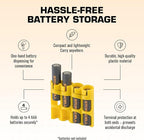 Storacell by Powerpax Slimline AAA Battery Storage Caddy, Yellow, Holds 4 Batteries (Not Included)
