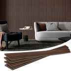 Art3d 4pcs-107 x 8in Slat Acoustic Panel for Wall and Ceiling, 3D Fluted Sound Absorbing Panel with Wood Finish, Dark Walnut