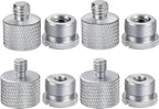 IXTECH Mic Stand Adapter Set 8 pieces Metal Microphone Stand Screw Thread Adapter 5/8 Female to 3/8 Male 3/8 Female to 5/8 Male 5/8 Female to 1/4 Male 1/4 Female to 5/8 Male Tripod Adapter ADP01A Slvr