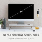 Anji Mountain Monitor Stand - Desktop Organizer & Laptop Riser, Ergonomic Monitor Riser, Space-Saving Monitor Stand for Desk, Durable Construction, Easy Assembly, Ideal for Home & Office,White Wash