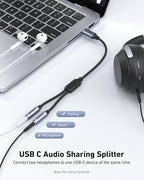 BENFEI USB C to Dual 3.5mm Audio Splitter, Headphone Adapter for 2 People to Share Music & Movies, Compatible with iPhone 16/15 Pro Max/Pro/Plus, Samsung GalaxyS23/S22, iPad Pro, MacBook, Pixel & More