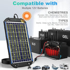 SUNER POWER Waterproof 10W 12V Solar Battery Charger & Maintainer Pro, Built-in UltraSmart MPPT Charge Controller, 10 Watt Solar Panel Trickle Charging Kits for Car Automotive Boat Marine RV Trailer