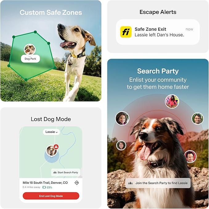 New Fi Series 3+ Smart Dog Tracker Collar [12 Month Membership Included] GPS Tracker for Dogs with Health & Behavior Monitoring, Escape Alerts, Waterproof, LED, Apple Watch Compatible (Pink, X-Large)