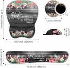 Ergonomic Mouse Pad Wrist Support and Keyboard Wrist Rest Set with Coasters, Non-Slip PU Base, Easy Typing & Pain Relief for Computer Laptop Home Office, Floral Quote Bible Verse Psalm 46:5