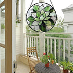CRISGIF Stained Glass Window Hanging - Ireland Green Plants Suncatcher for Doors Garden Succulent Sun Catchers Decor Mother's St. Patrick's Day Birthday for Women Men Mom Nana 15 in