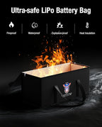 12V 200Ah LiFePO4 Lithium Battery Fireproof Safe Bag, Large Capacity Explosion-proof Lipo Battery Case for Charging & Storage, Waterproof Safe Box Compatible with LiTime & Renogy(22x9x9.4 Inches)