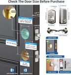 Veise Fingerprint Door Lock with 2 Lever Handles - Keyless Entry Door Lock, Electronic Keypad Deadbolt, Digital Smart Code & Front Handle Sets, Auto-Locking, Easy Installation, Satin Nickel