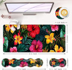 BFUKVOU Large Keyboard Mouse Pad Set, Extended Mouse Pad+Keyboard Wrist Rest Support, Memory Foam Ergonomic Easy Typing, 4Pcs (31.5×11.8 in) Desk Pad Set for Office Home,Vibrant Tropical Flower