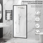 Shower Door 34" X 74" Clear Tempered Fluted Glass Framed Shower Screen Shower Panel for Walk-in Bathroom Shower, Matte Black Finish