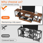 GYIIYUO TV Stand with Fabric Drawers - Entertainment Center and Industrial Console Table with Open Storage Shelves for Living Room, Bedroom - 71.5" Rustic Brown