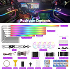 New Version Dreamcolor Acrylic Car Interior Lights 22 in 1 RGB LED Strip Lights APP Control Zoned Control System 252 Color Modes DIY Fiber Optic Ambient Lighting Kits Music Car Neon Lights