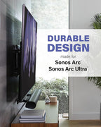 SANUS Extendable Soundbar Wall Mount for Sonos Arc & Sonos Arc Ultra Soundbar – 5” Depth Adjustment Optimized for Dolby Atmos - White Speaker Mount