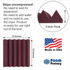Foam Factory Inc 24 Pack Color Acoustic Foam Panel Studio Soundproofing Wedge Wall Tiles 12” X 12” X 2” (Plum)