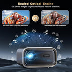 Projector with WiFi and Bluetooth: [Auto Focus/Keystone] - NICPOW Full HD 1080P 4K Supported Portable Bluetooth Projector for Gaming Devices and Phones - Ideal for Indoor Outdoor Use - Grey