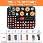 Arkeiliy Battery Organizer, Battery Organizer Storage Case with Tester BT-168, Waterproof Battery Holder Box Holds, Battery Case Organizer 60+ AA AAA C D 9V Batteries (Batteries are Not Included)