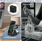 Smtcsl 3-in-1 Wireless Charging Station: Portable 5000mAh Power Bank Charger Compatible for Phone Air/17/16/15/14/13/12 Series and Watch - Detachable Magnetic Charging Stand Black