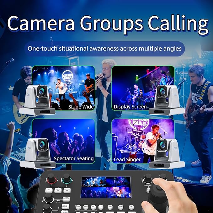 Zowietek PTZ Controller (NDI|HX3 Support) 7D Joystick Keyboard, ZowieKBD, HDMI Output, 5'' LCD Quad-View Real-time Display, Automatic Camera Detection, Group Control, ZowieEcosystem, Tally, Audio Out