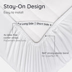 Bambaw 100% Viscose Derived from Bamboo Fitted Sheet Twin Size, 15’’ Deep Pocket Twin White Fitted Sheet Only, Cooling Fitted Sheet Twin Size, Breathable & Soft Fitted Sheet with Corner Straps (White)